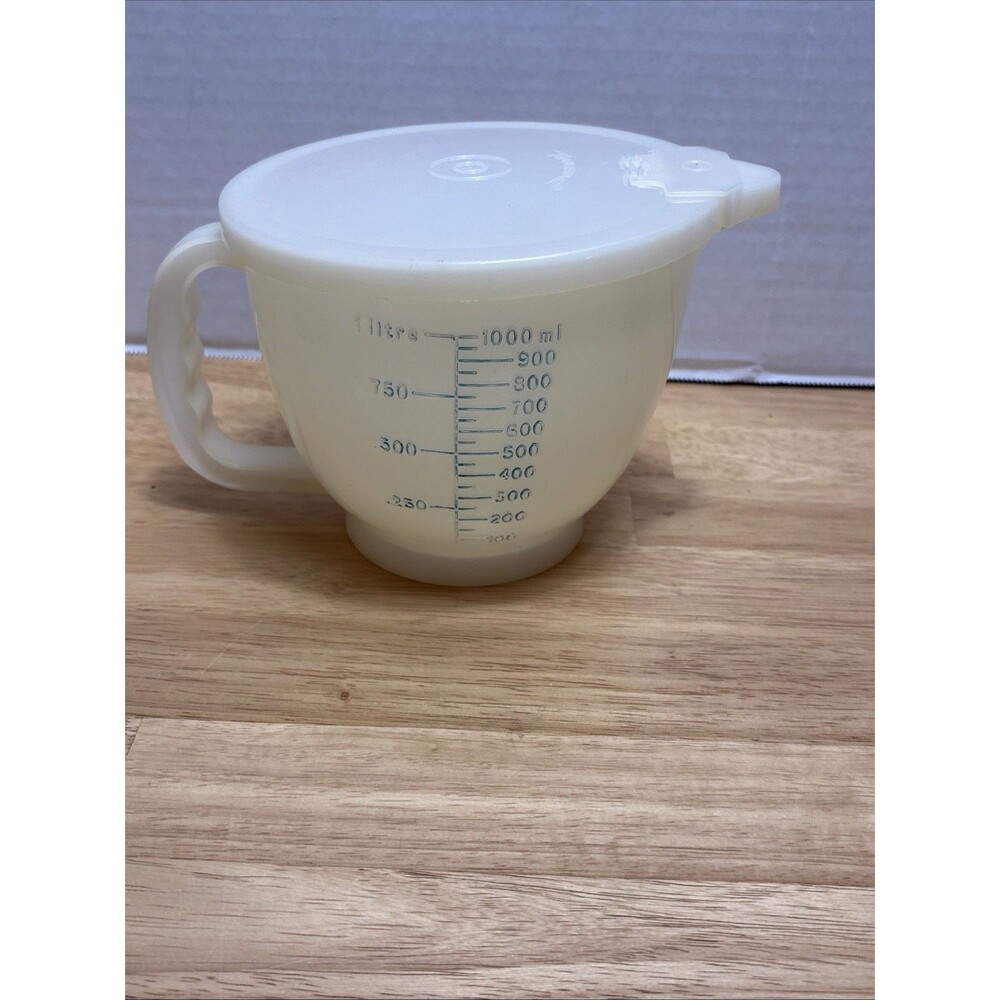 Vintage 1977 Tupperware #1288 Mix N Store 4-Cup Measuring Pitcher w/ Lid, Cap - Picture 4 of 11